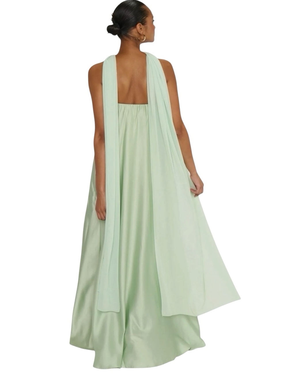 Show Me Your Mumu Tinsley Tube Dress Womens Large Pistachio Luxe Satin Side Zip - Picture 2 of 13